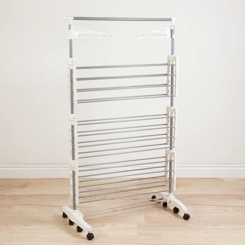 Everyday Home Heavy-Duty 3-Tier Laundry Rack - Stainless-Steel Indoor Clothing Organization and Storage Shelf for Hanging, Folding, or Drying by Everyday Home