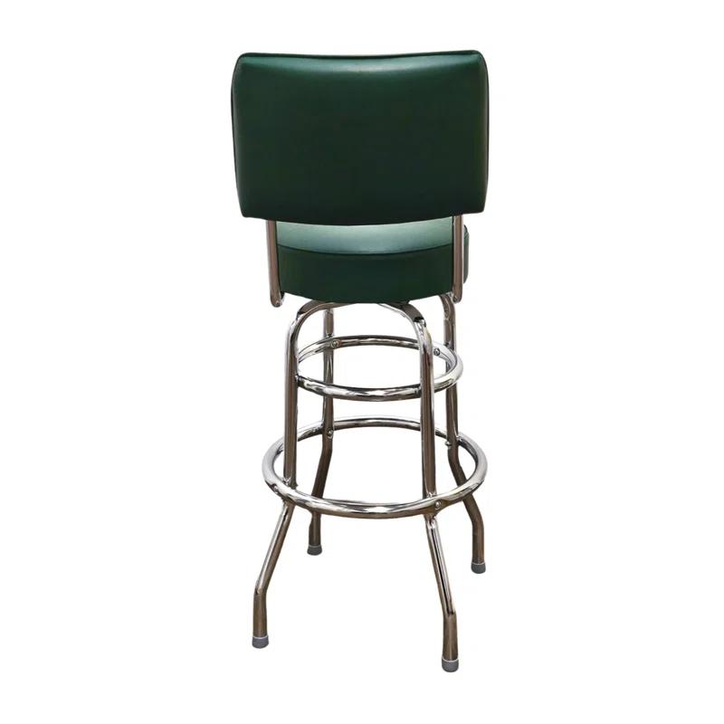 Retro Home Double Ring Upholstered Swivel Bar Stool with Back