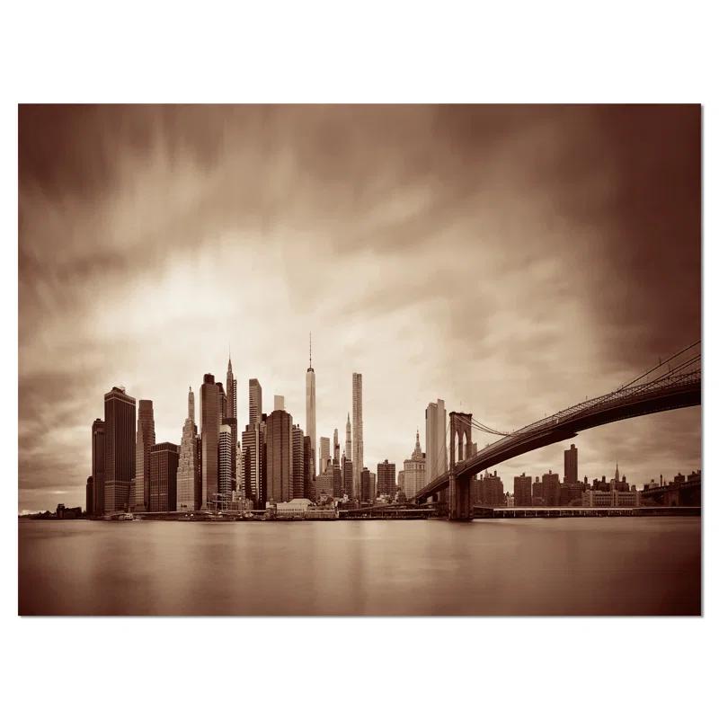 Design Art Manhattan Financial District Cityscape Wall Art on Wrapped Canvas | Wayfair