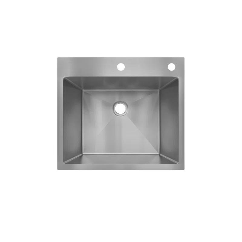 Sinber 25" x 22" Drop In Single Bowl Kitchen Sink with 18 Gauge 304 Stainless Steel Satin Finish