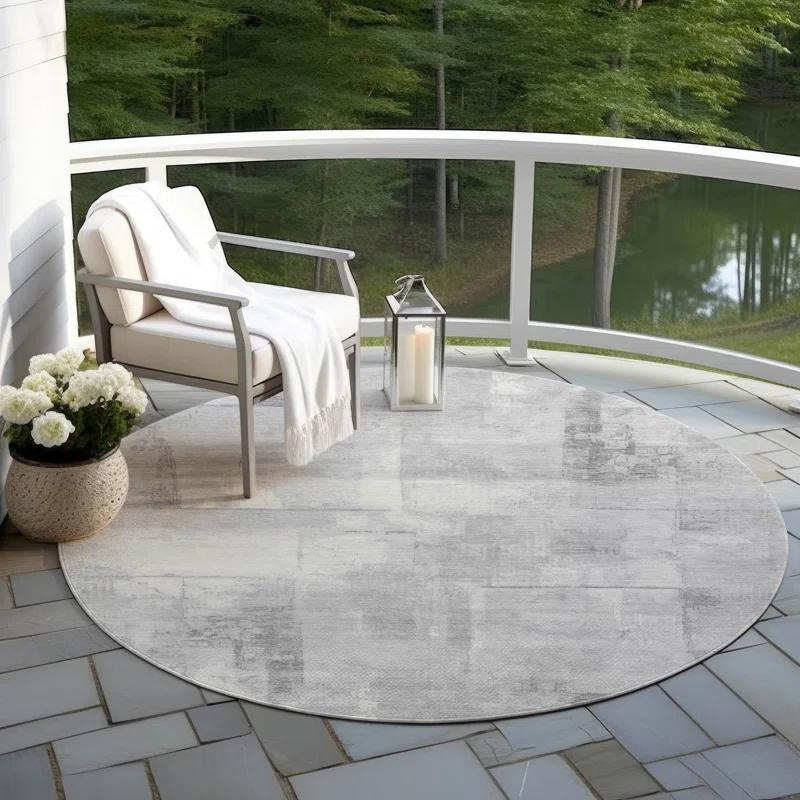 Machine Washable Indoor/Outdoor Chantille ACN1714 Gray Rug