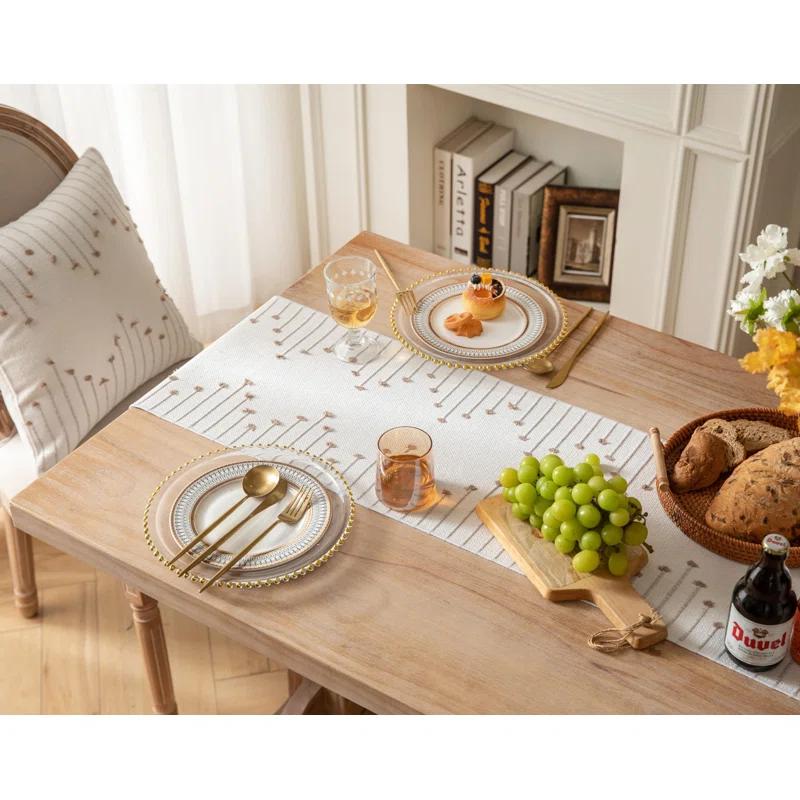 Foundry Select Boho Table Runner 13 X 108 Inch Long Natural Cotton Woven Runner With Tassels For Home Dining Table Décor, For Modern Farmhouse Decor Coffee Table Runner, Taupe And Beige