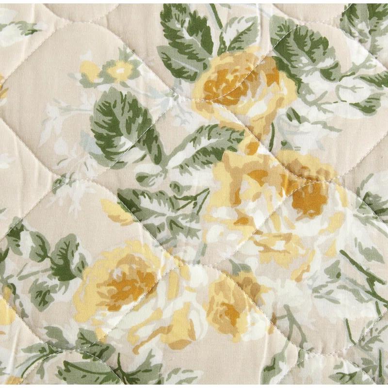 Laura Ashley Laura Ashley Roses Cotton Reversible Gold Quilt Set