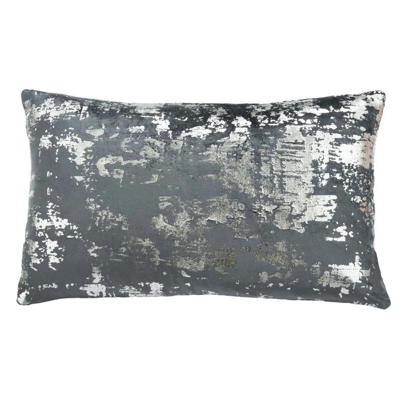 Midnight Blue Rectangular Pillow with Metallic Detailing