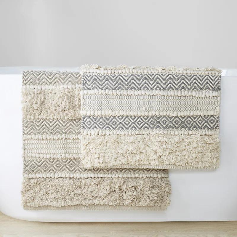 INK+IVY Asher Cotton Blend Bath Rug with Non-Slip Backing