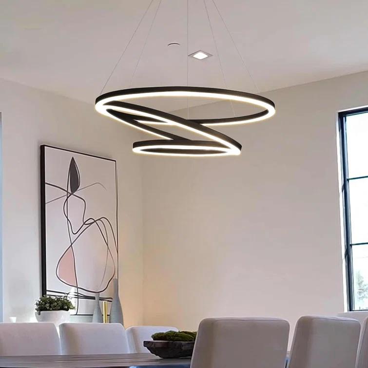 VONN Lighting Tania Trio 32-in Integrated LED Ring Pendant Height Adjustable ETL Certified Circular Chandelier