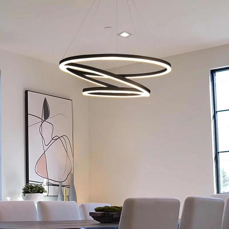 VONN Lighting Tania Trio 32-in Integrated LED Ring Pendant Height Adjustable ETL Certified Circular Chandelier