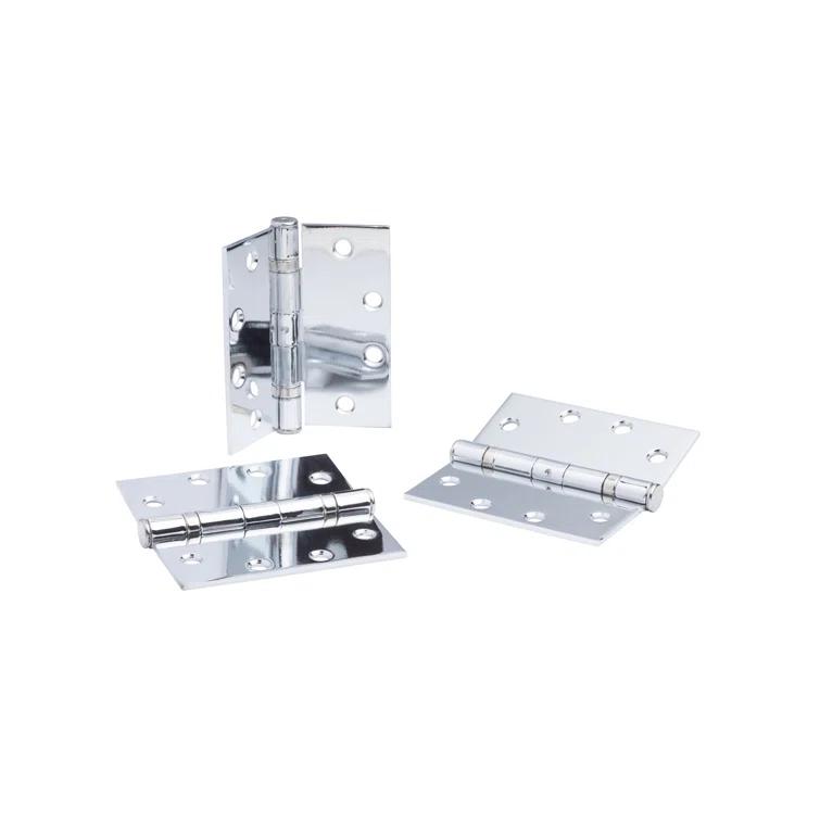 Global Door Controls 4.5 in. x 4.5 in. Full Mortise Squared Ball Bearing Hinge with Non-Removable Pin - Pack of 3 (Set of 3)
