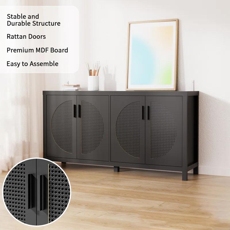 Bay Isle Home™ Buffet Sideboard Cabinets With Storage And Rattan Door