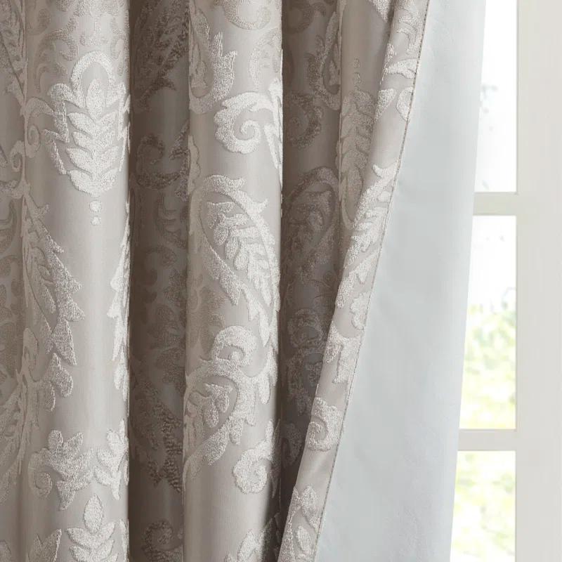 SunSmart Amelia Knitted Jacquard Paisley Total Blackout Grommet Top Curtain Panel