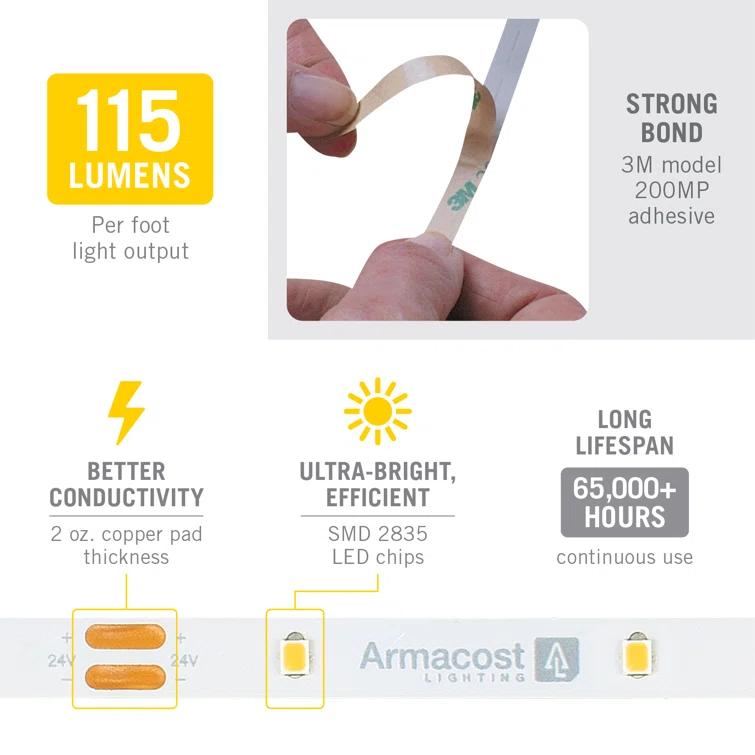 Armacost Lighting RibbonFlex Pro, 24V, 4000K, 30LEDs/M, IP20, 10M Under Cabinet Strip Light 154250