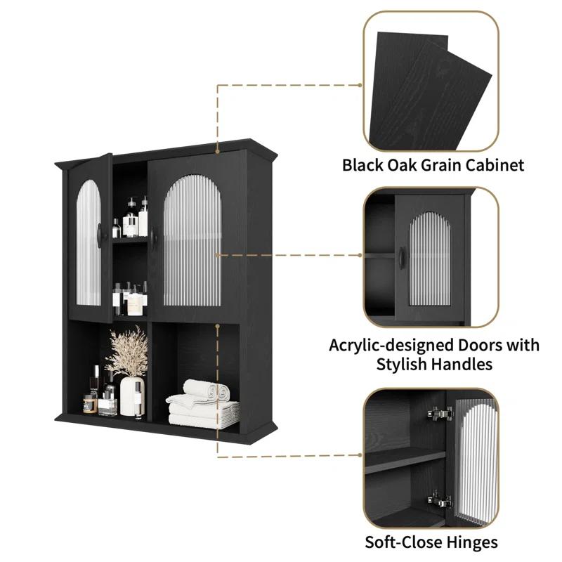 Red Barrel Studio® Bathroom Wall Cabinet with Fluted Door