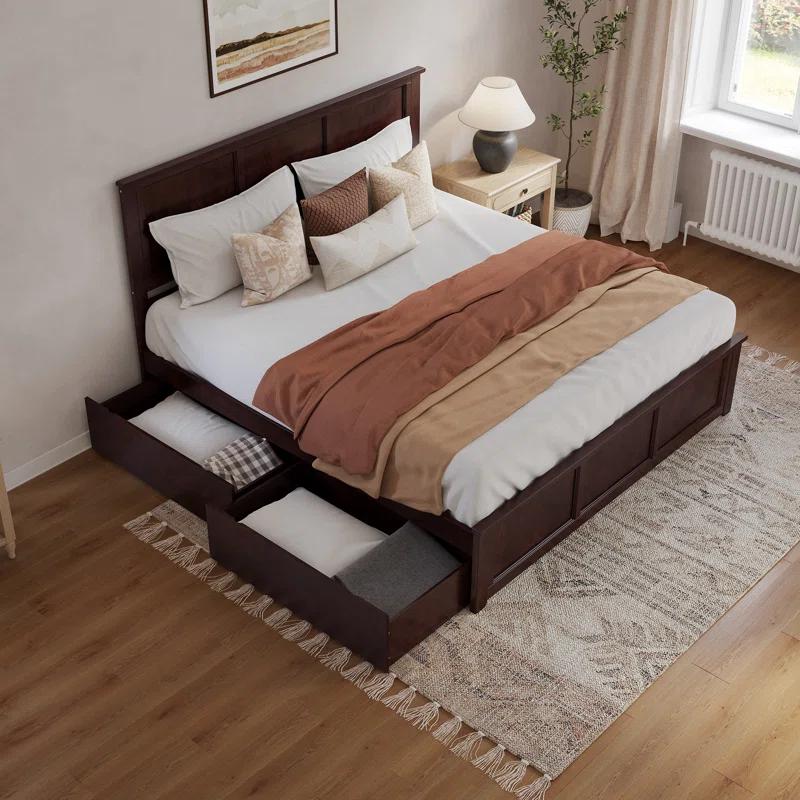 AFI Furnishings Madison Solid Wood Platform Bed with Matching Footboard & Storage Drawers