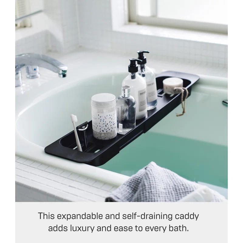 Yamazaki Home Tower Yamazaki Home Expandable Bathtub Caddy - Bathroom Tray Table Holder, 1.77" Height