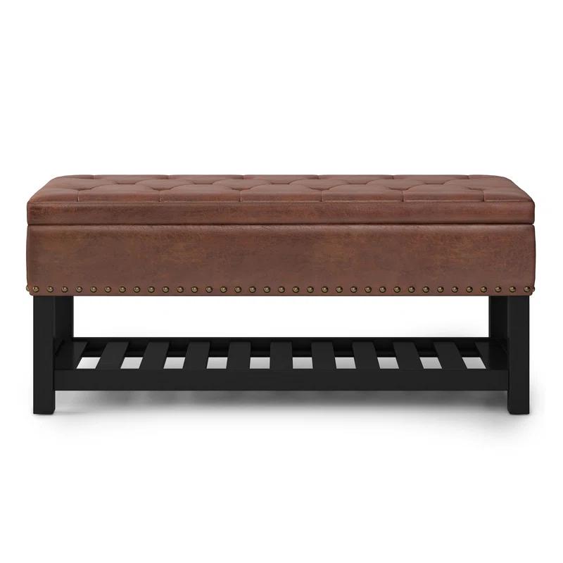 Simpli Home Lomond Faux Leather Upholstered Storage Bench