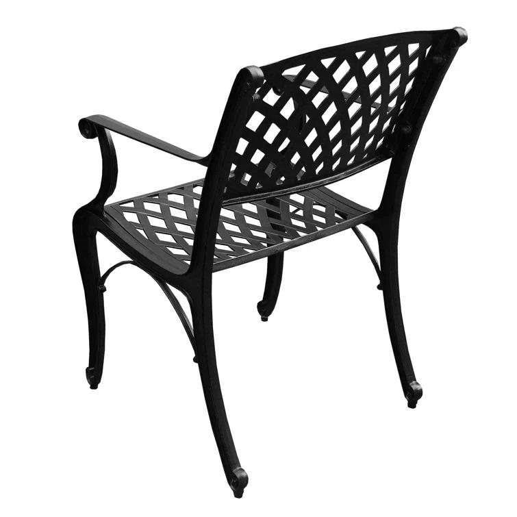 Modern Outdoor Mesh Cast Aluminum Patio Dining Chair - Black - Oakland Living: Weather-Resistant, UV-Protected