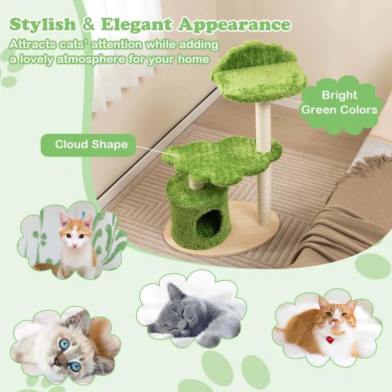 Tucker Murphy Pet™ 38" Cute Cat Tree Cat Condo Furniture With Fully Wrapped Sisal Scratching Posts
