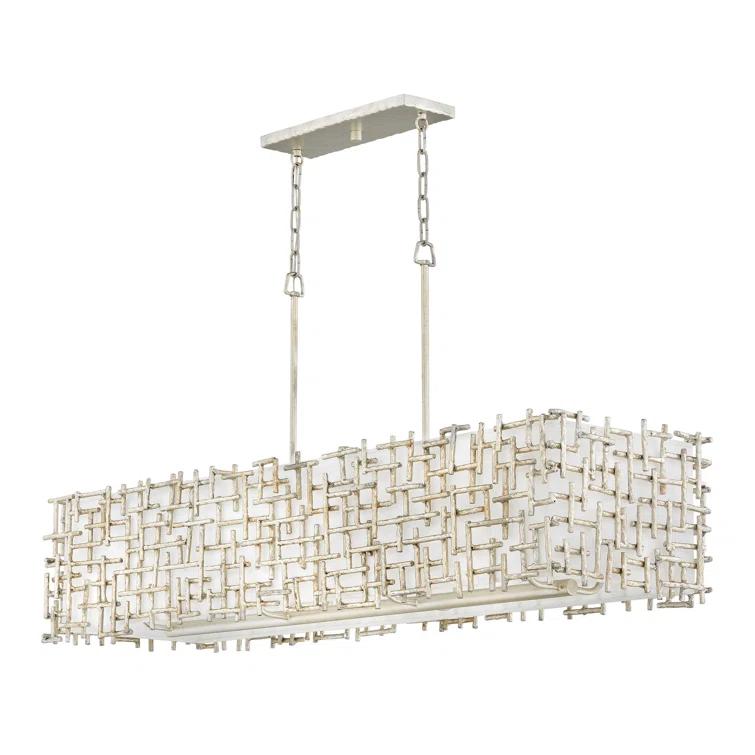 -Eight Light Linear Oval Chandelier In Transitional Style-24.25 Inches Wide By 23.75 Inches Tall-Silver Leaf Finish Fredrick Ramond Lighting
