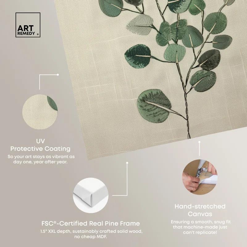 Art Remedy Eucalyptus Embroidery Botanical Art Prints Wall Art by Art Remedy