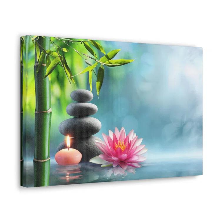 Bay Isle Home™ Massage Stones and Waterlily Forest Floral Nature Photography Canvas Wall Art