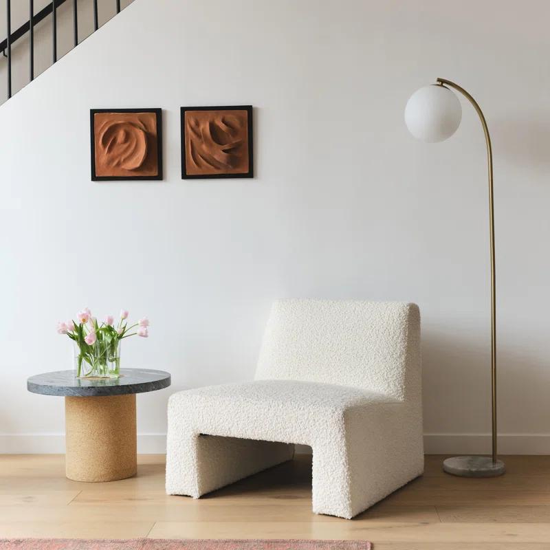 Brightech Luna Drop 75 in. Modern LED Arched Standing Floor Lamp with Frosted Glass Globe Shade