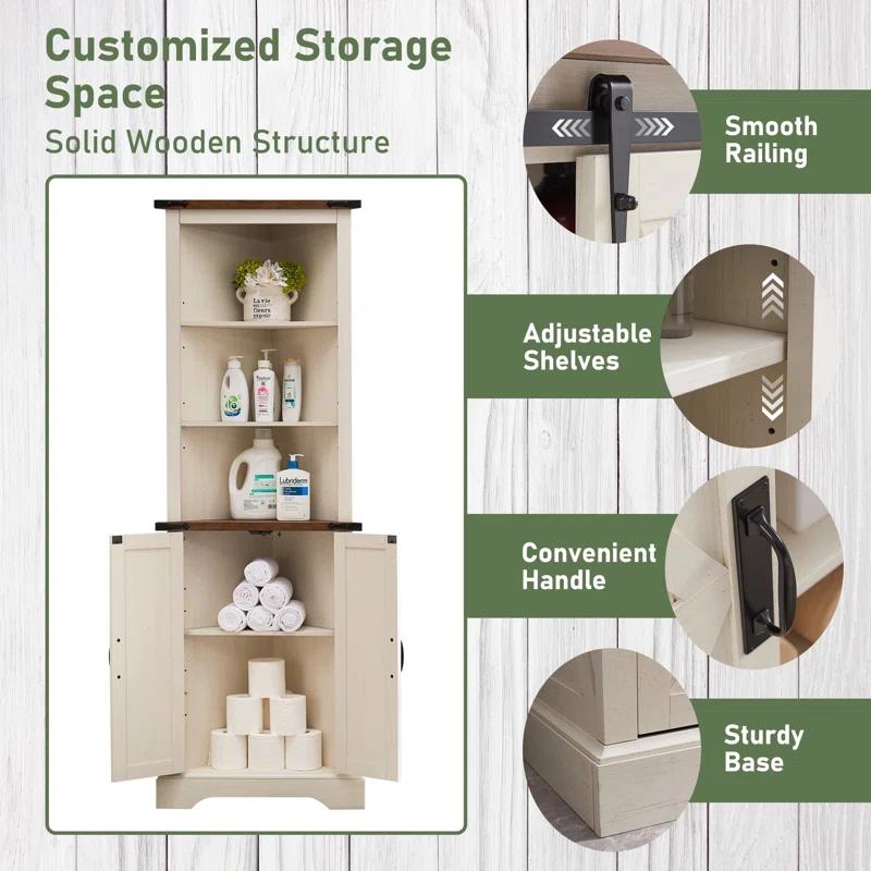 Farmhouse 5 Chest of Drawers, Tall Drawers Dresser with Sliding Barn Door