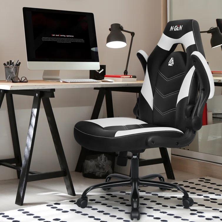 Neo Chair N-GEN Adjustable Ergonomic Faux Leather Swiveling PC & Racing Game Office Desk Chair with Flip-Up Arms