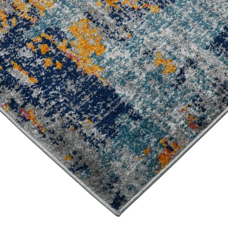Chelsea Abstract Transitional Durable Performance Orange/Blue Area Rug