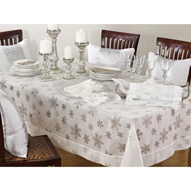 Saro Evening Snowflake Collection Polyester Embroidered Square Napkin (Set of 4)