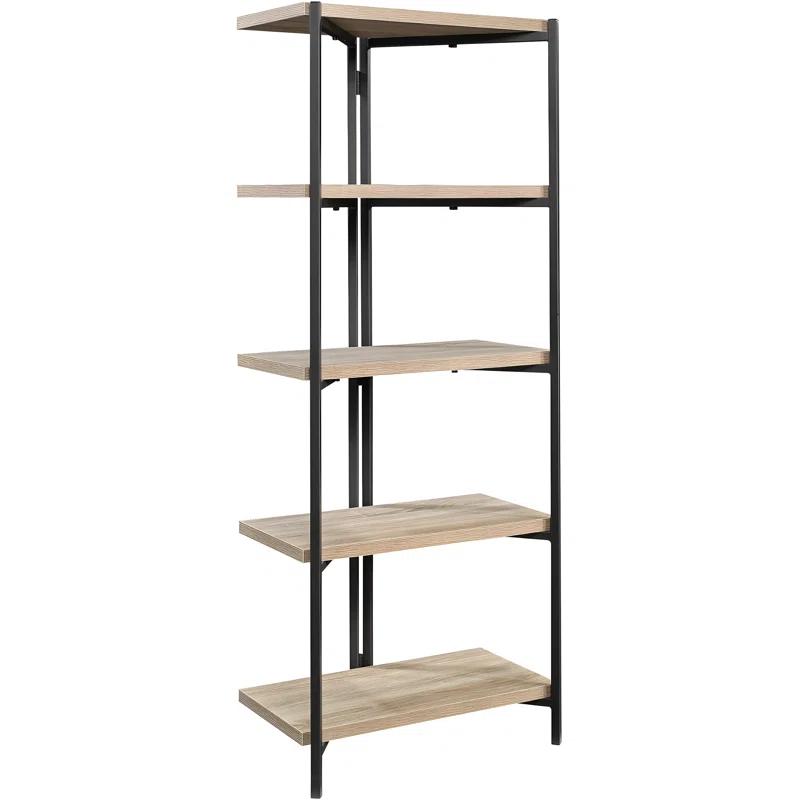 17 Stories North Avenue Industrial Bookcase With Charter Oak Finish - Multi-Purpose Shelf For Books, Photos, And Collectibles