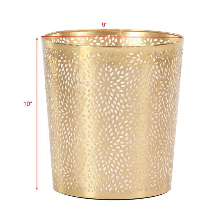 CosmoLiving by Cosmopolitan Modern Perforated Design Round Metal Waste Basket