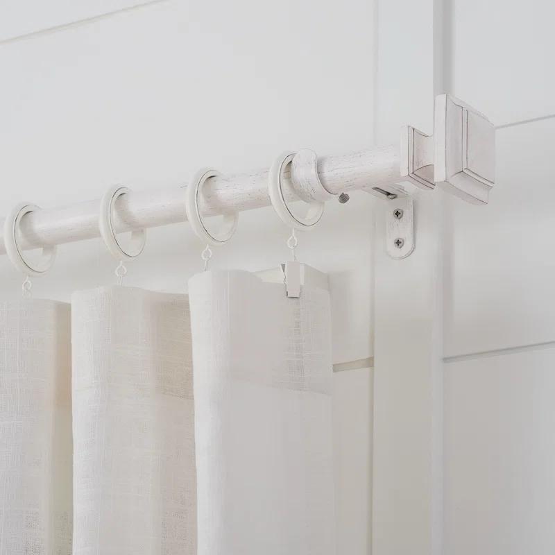 Mode Farmhouse Collection 1 1/8 in Diameter Curtain Rod Set with Cottage Square Finials and Steel Wall Mounted Adjustable Rod