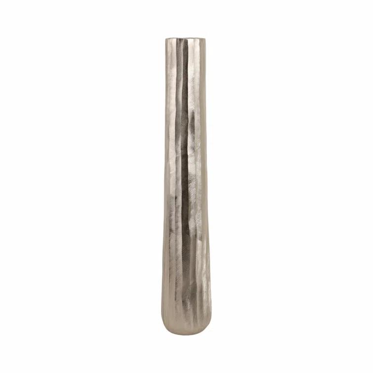 Sagebrook Home 58" Rounded Etched Metal Floor Vase, Silver | Perigold