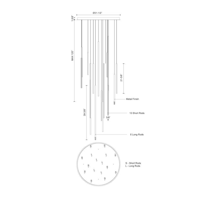 16 - Light LED Cluster Pendant