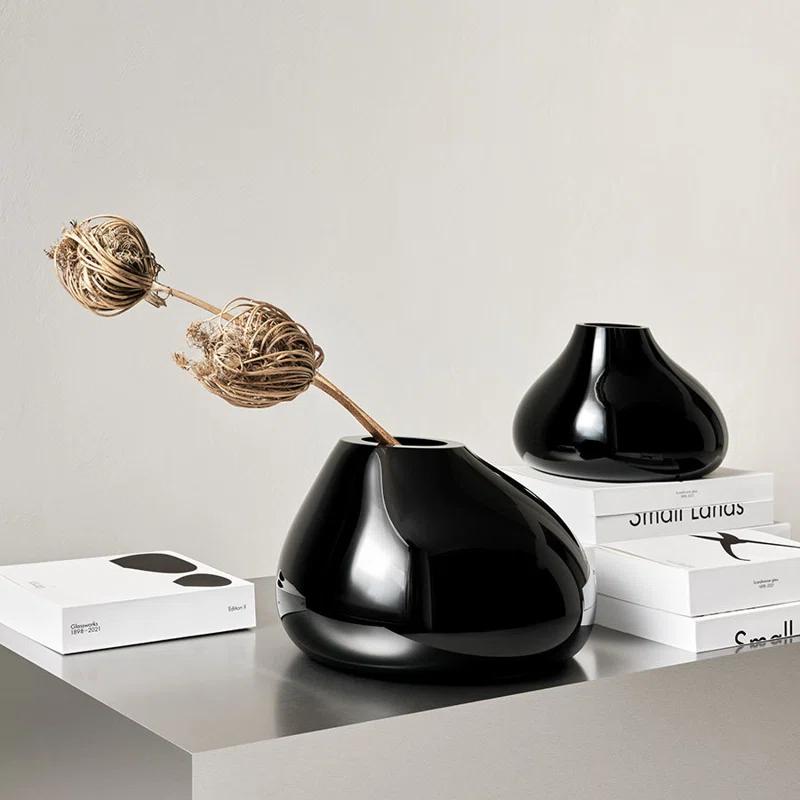 Orrefors Ebon Handmade Glass Table Vase