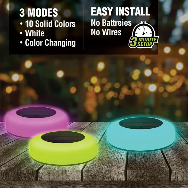 Bell + Howell Bell+Howell Color Changing Outdoor Solar Powered Garden Disk Lights, Wireless Auto On/off Lights (Set of 8)
