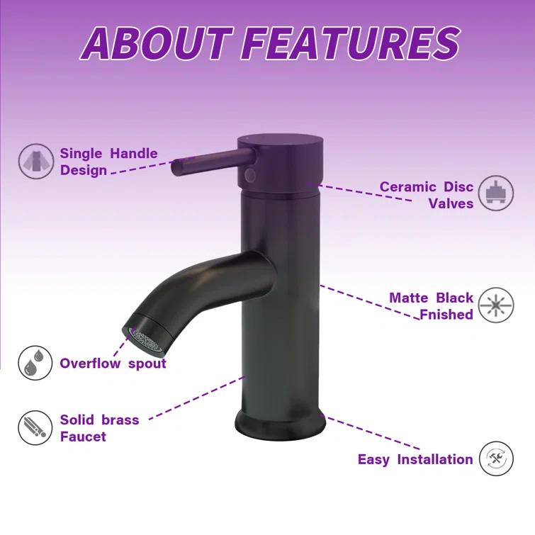 VIBRANTBATH Single hole 1-handle WaterSense Low-arc Commercial/Residential Handle Bathroom Sink Faucet with Drain A-99052-B-2