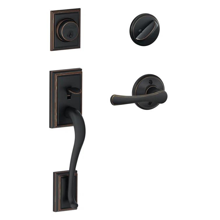 Addison Handleset with Single Cylinder Deadbolt and Accent Door Lever and Rosette