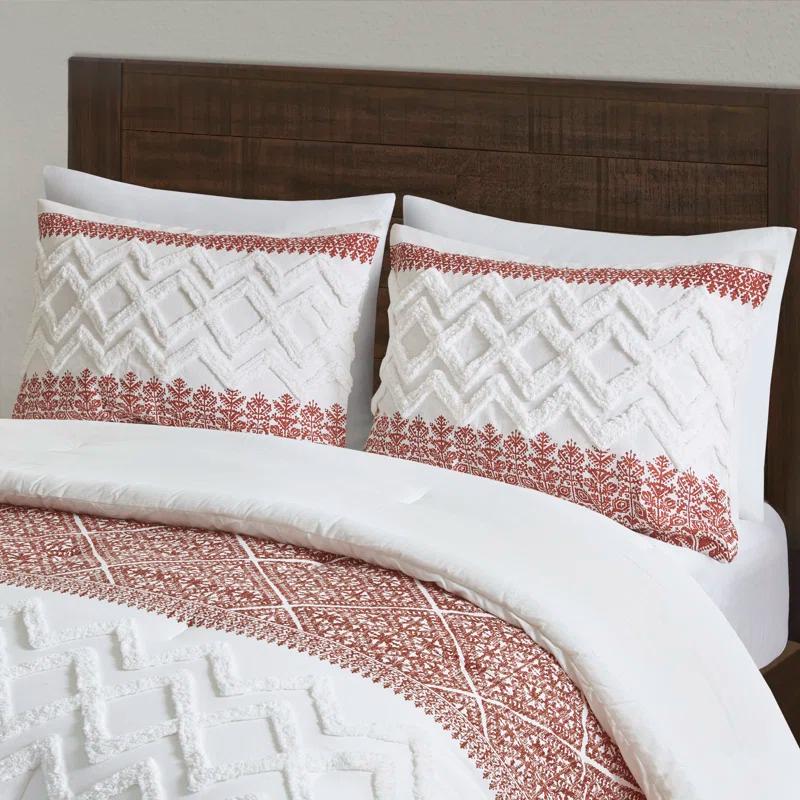 Mila 3 Piece Cotton Comforter Set with Chenille Tufting