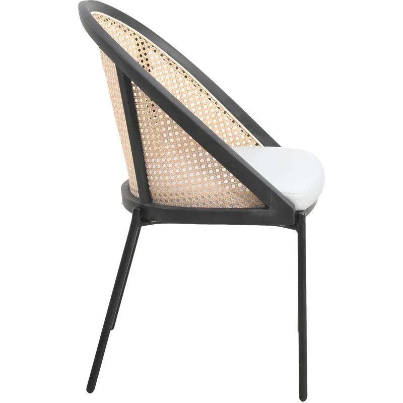Bayou Breeze Upholstered Dining Chairs With Wicker Back And Stainless Steel Legs, Set Of 4 Caydyn (Set of 4)