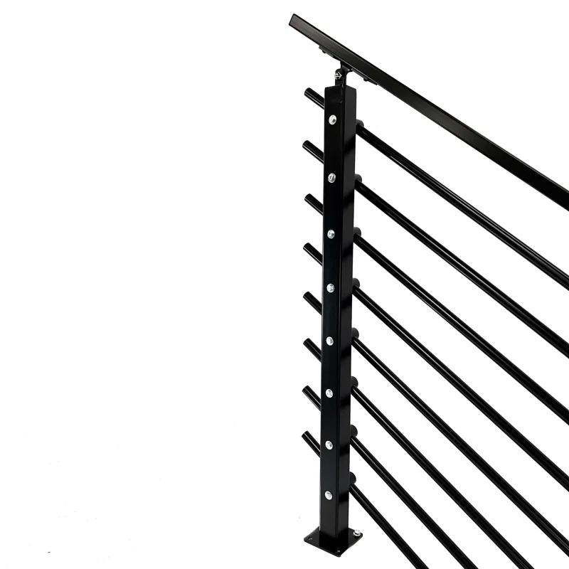 Concept Fusion Modern Horizontal Adjustable Railing Banister System for Staircases Balconies and Decks Complete Guard Railing Kit