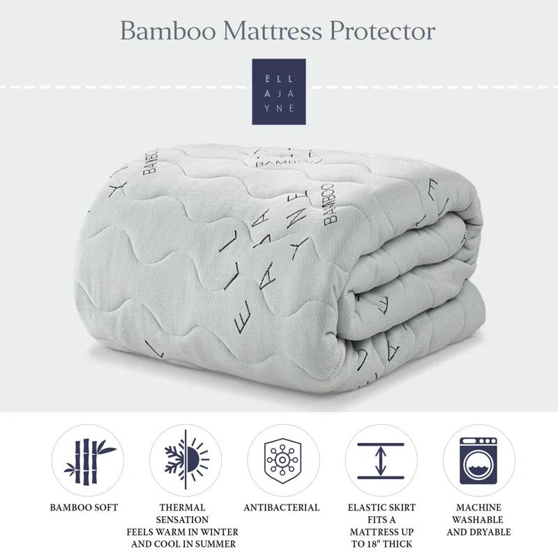 Ella Jayne Home Ella Jayne Bamboo 2-Piece Bundle: Bamboo Mattress Pad & Shredded Memory Foam Pillow Jumbo