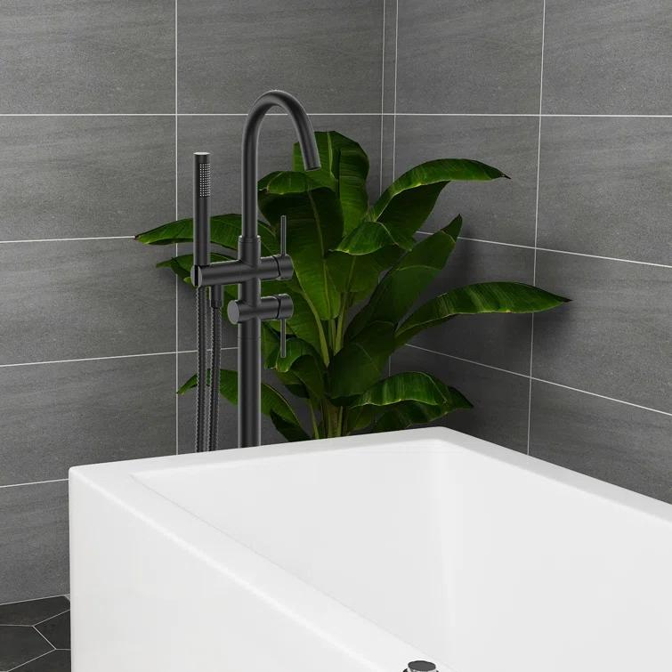 PENGFANG WORLDWIDE LLC Double Handle Floor Mounted Tub Filler With Handshower P017MBTF