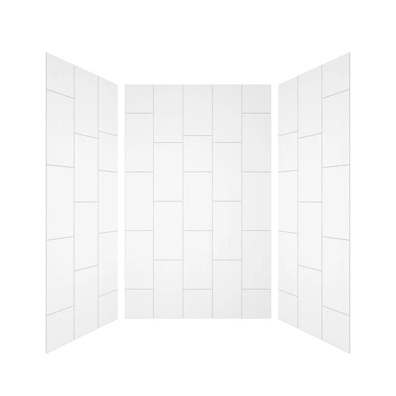 CASAINC 60"W 75/96"H Glue Up SMC Shower & Tub Wall Panel Surround,0.138 Thick,Cuttable,Quick Install