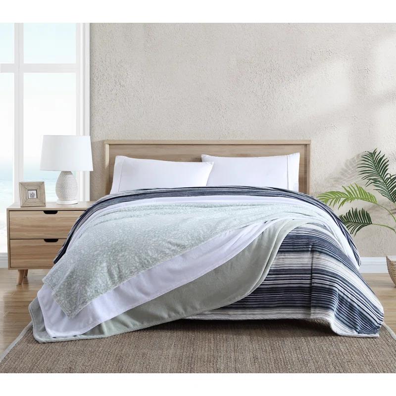 Tommy Bahama Home Tommy Bahama Solid Ultra Soft Plush Reversible Blanket