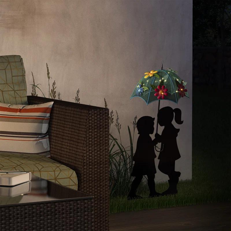 Winston Porter Gertrude Solar Girl and Boy Silhouette Garden Stake & Reviews | Wayfair