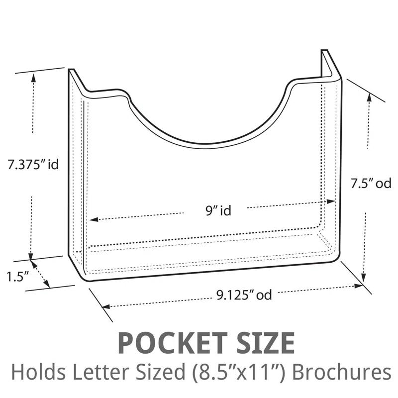 Azar Displays Two-Pocket Letter Wall Mount Brochure Holder Overall Measurement with Gold Stand Off Caps: 23"W X 11"H