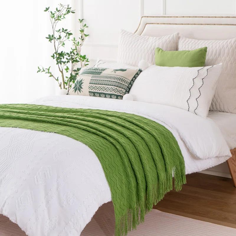 Battilo Home Throw Blanket for Couch, Textured Soft Throw Blankets, Decorative Knitted Blanket for Home Living Room Decor, 50"x60"