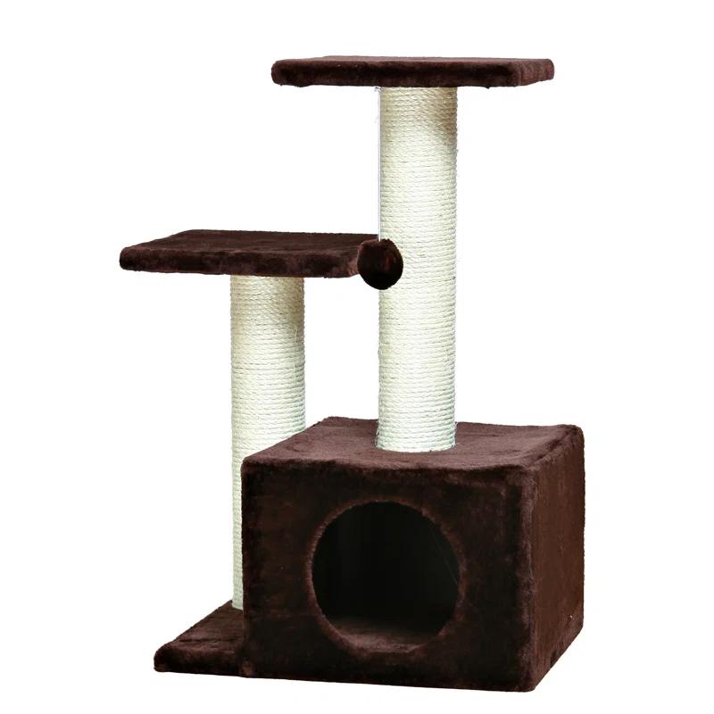 TRIXIE TRIXIE Valencia 28" Cat Tree, 3-Level Cat Tower, Sisal Scratching Posts, Plush Condo and Platforms, Dangling Cat Toy