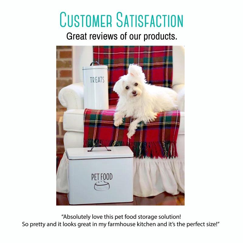Outshine Co Outshine White Farmhouse Dog Food Bin Storage Container Cute Pet Food And Treat Canister With Lid & Reviews | Wayfair